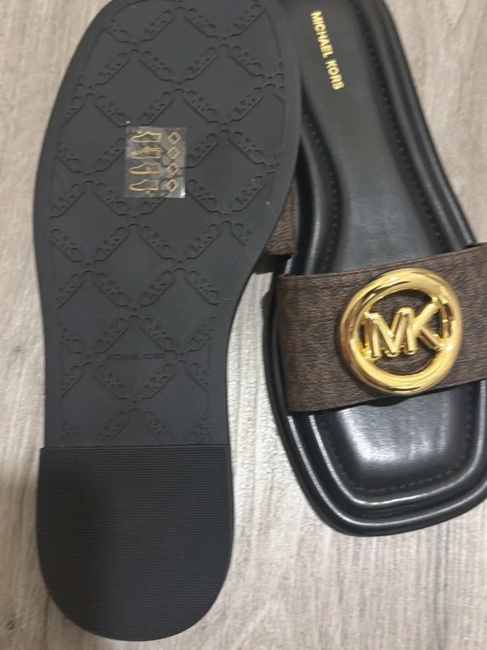 size 8’5michael kors sandals brown leather women’s